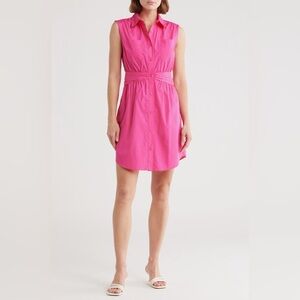 10 Crosby Derek Lam Cora Sleeveless Shirtdress in Magenta